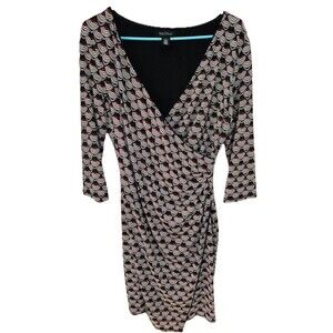 White House Black Market Women's‎ Geometric Wrap Front Ruched Dress Size 10